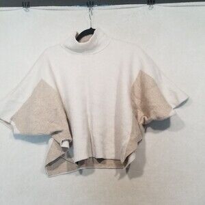 Note di Anita One Size Made in Italy Wool Cashmere Blend Poncho Brown Ivory